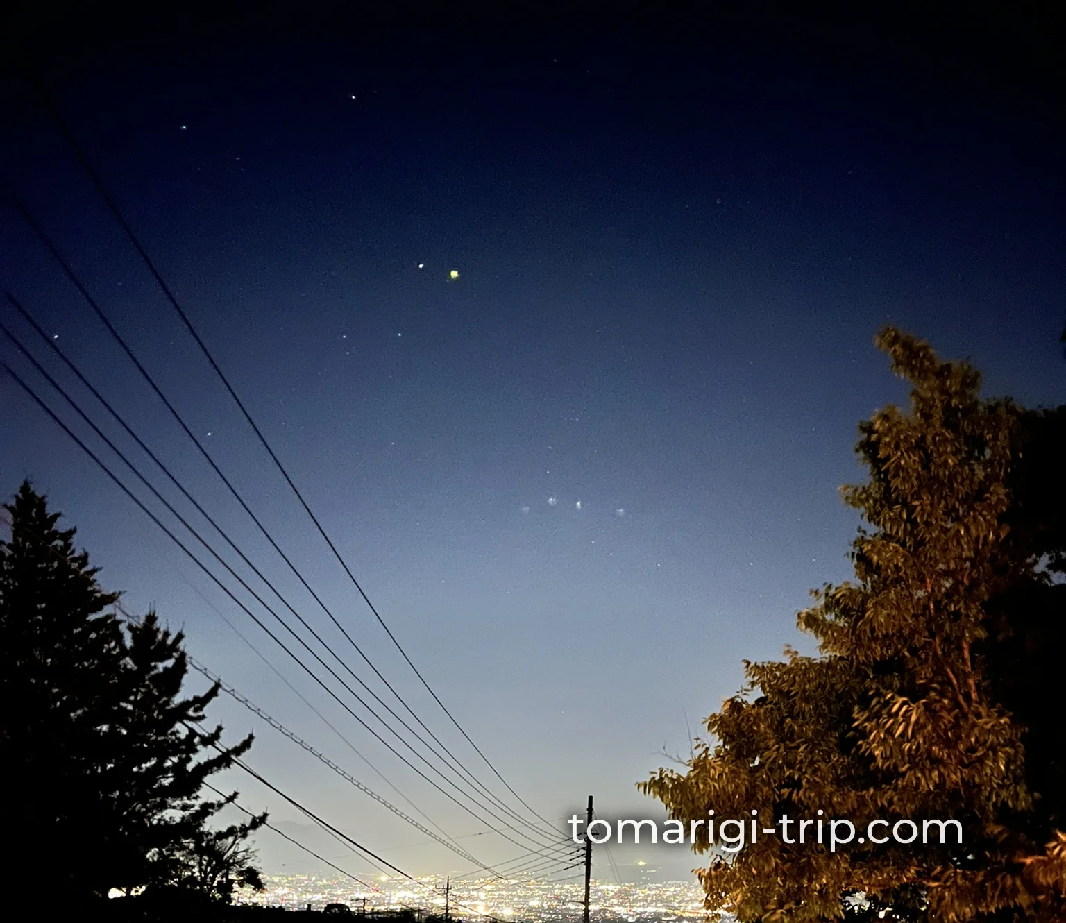焚火と、見上げれば星空